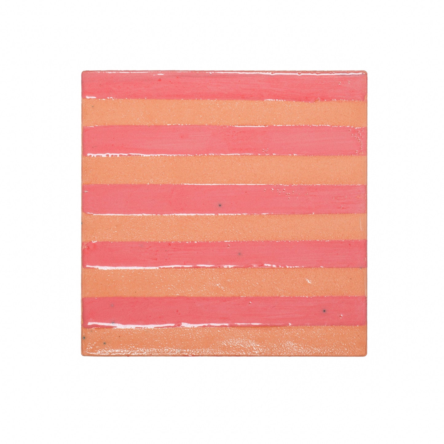 Italian Hand Painted Coral Stripe Tile