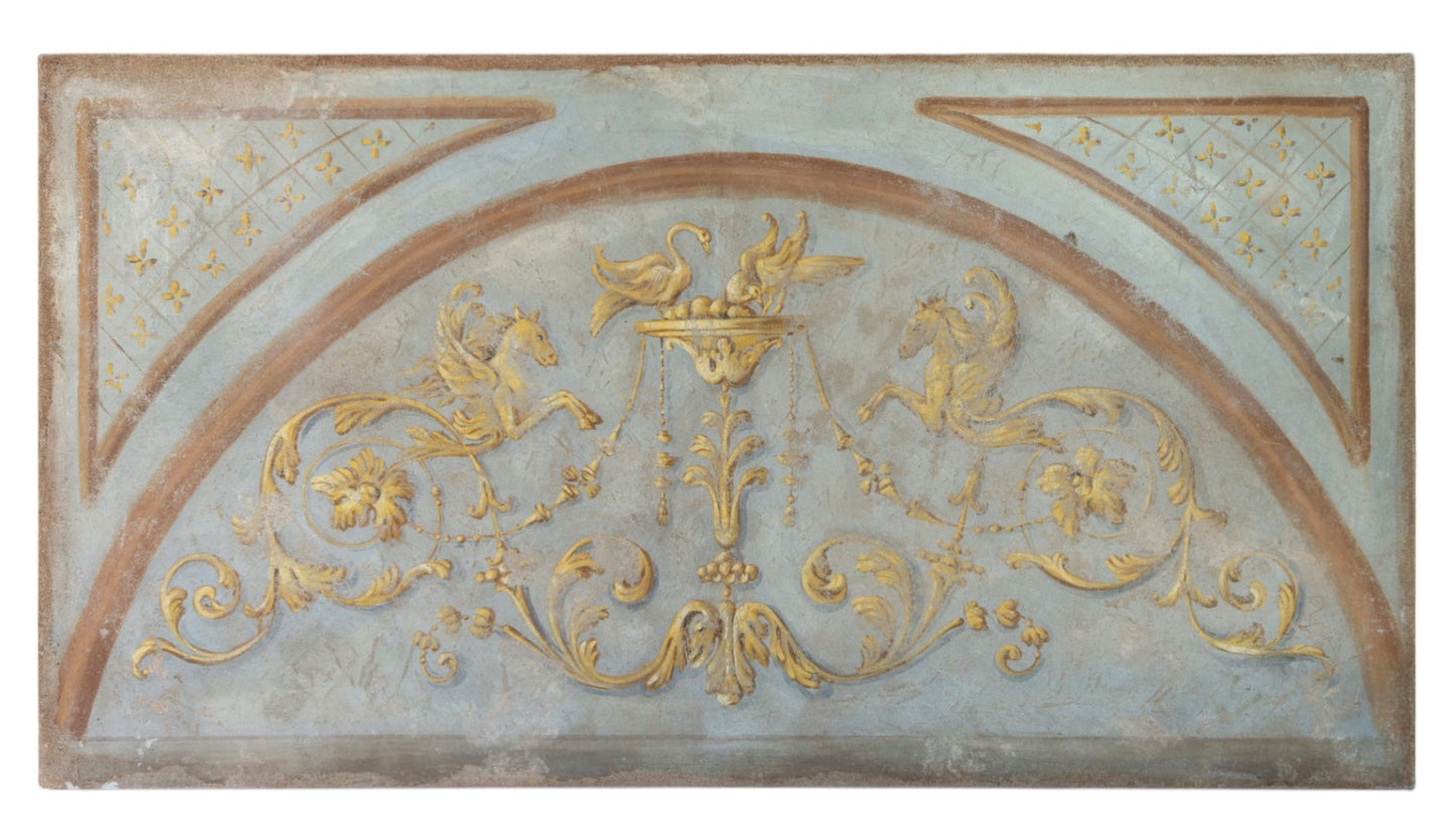 Lunette with Gilded Horses Italian Fresco