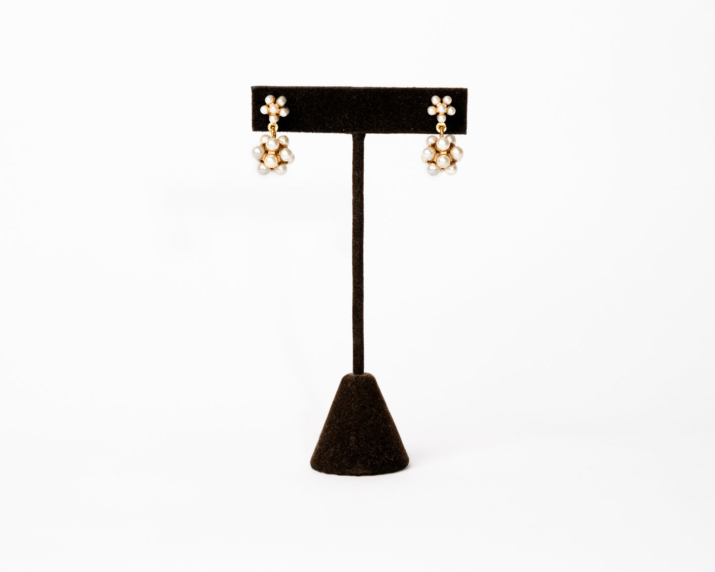 Italian Artisan Gold Pearl Star Burst Earrings