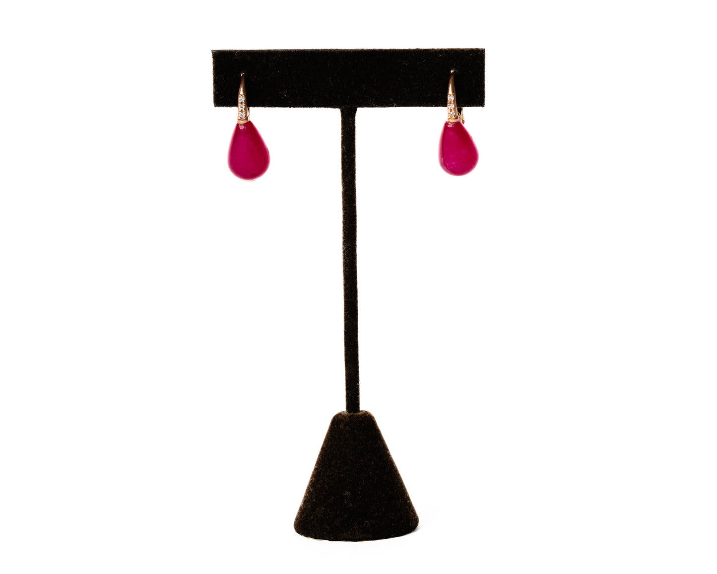 Fuchsia Crystal Drop Earrings in 18K Rose Gold