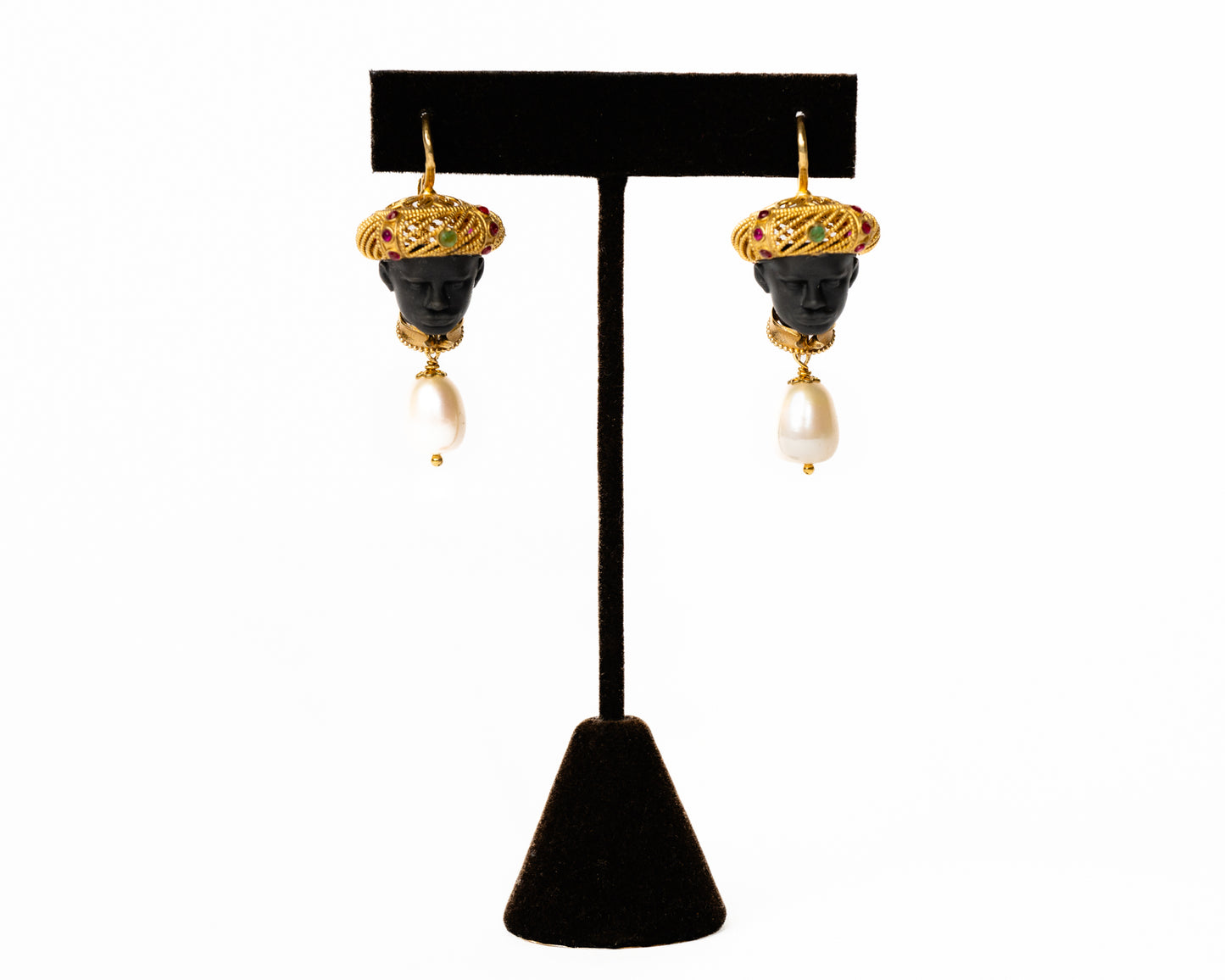 Italian Artisan Gold Testa Di Moro Earrings