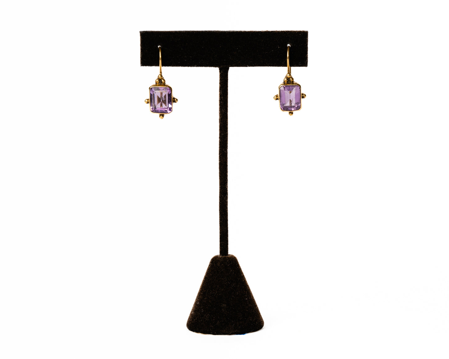 Italian Artisan Gold French Amethyst Earrings