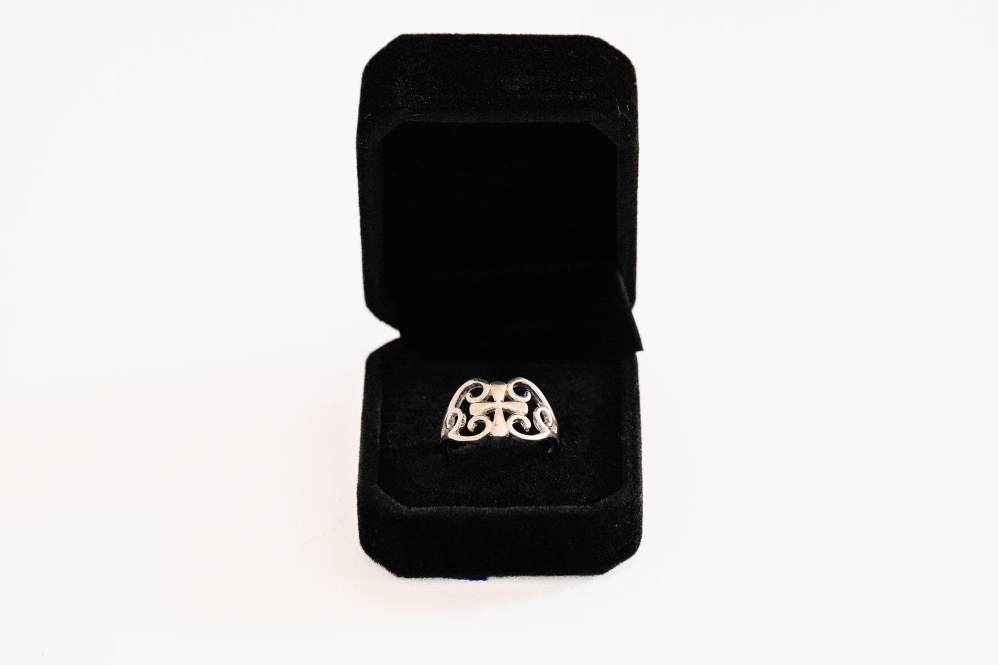 Sterling Silver Whirling Cross Ring