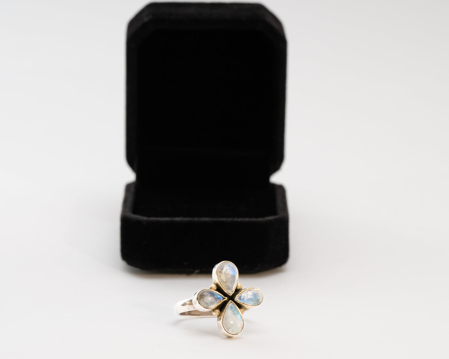 Sterling Silver Moonstone Celestial Bloom Ring