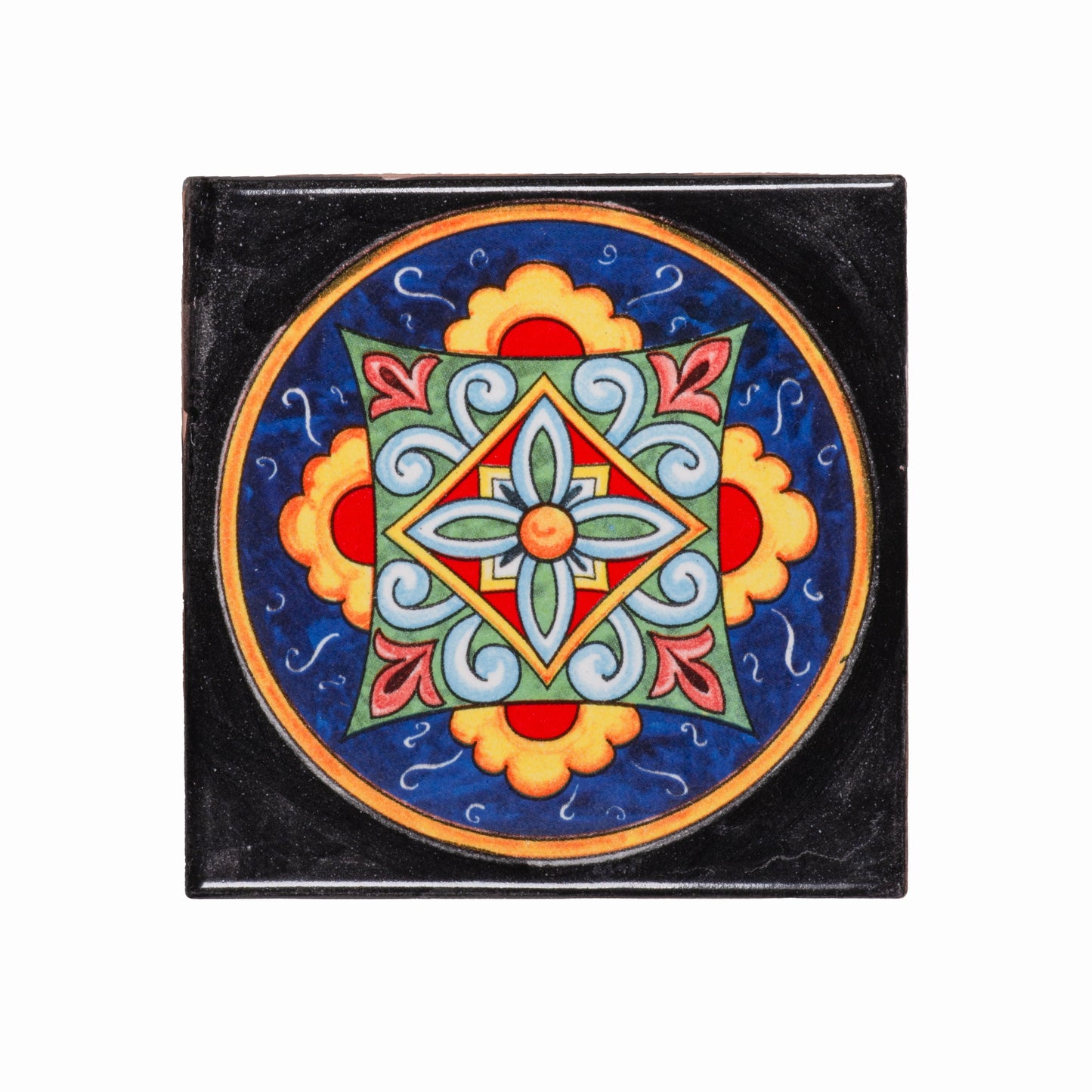 Italian Hand Painted Black Star Tile