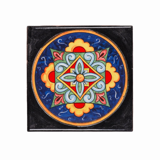 Italian Hand Painted Black Star Tile
