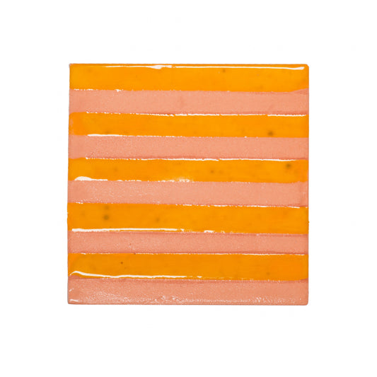 Italian Hand Painted Yellow Stripe Tile