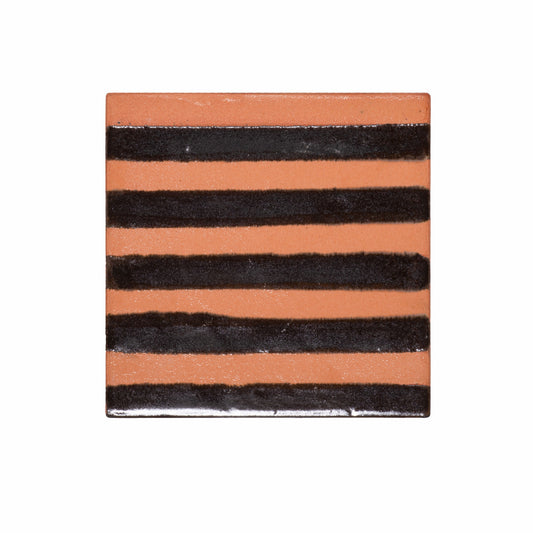 Italian Hand Painted Black Stripe Tile