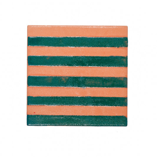 Italian Hand Painted Terracotta Stripe Tile