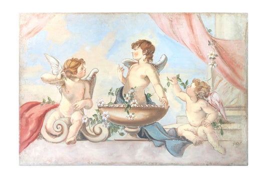 Three Cherubs Italian Fresco