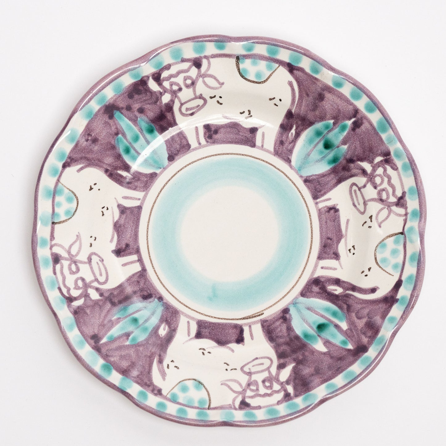 Italian Hand Painted Terracotta Cow Plate