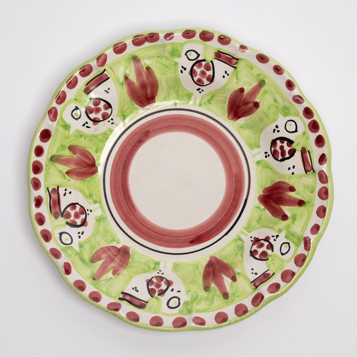 Italian Hand Painted Terracotta Chicken Plate