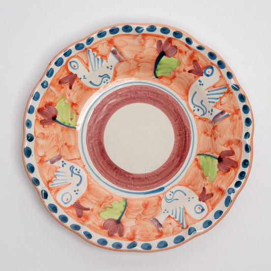 Italian Hand Painted Terracotta Bird Plate