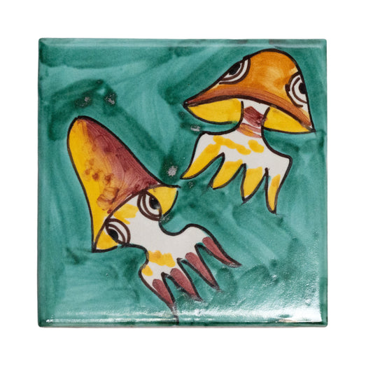 Italian Hand Painted Squid Tile