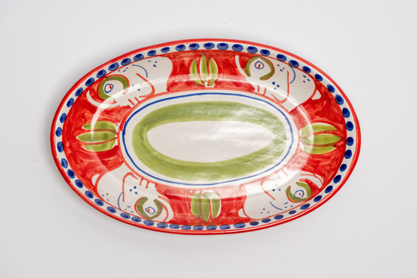 Italian Hand Painted Terracotta Elephant Platter