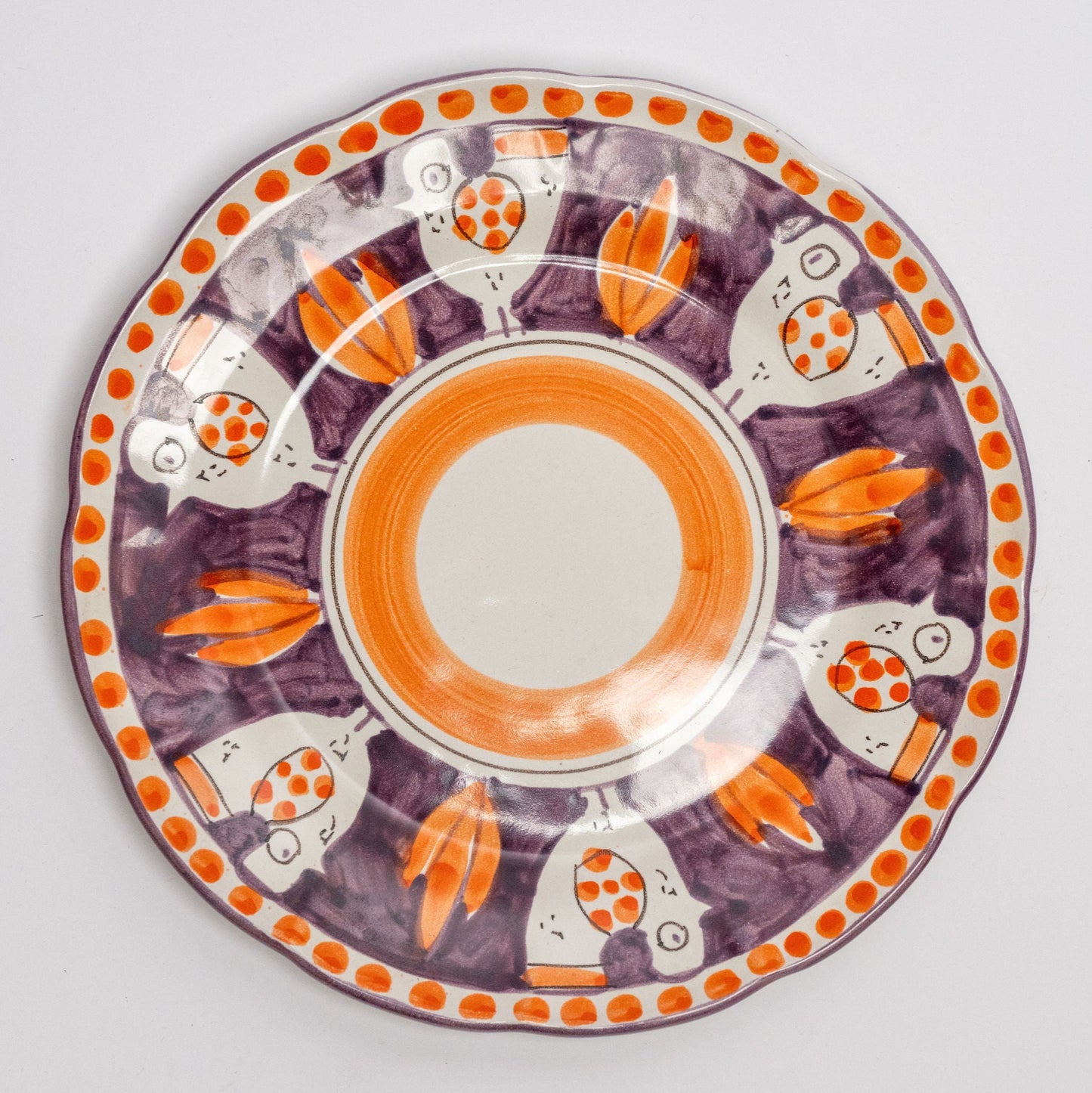 Italian Hand Painted Terracotta Chicken Plate