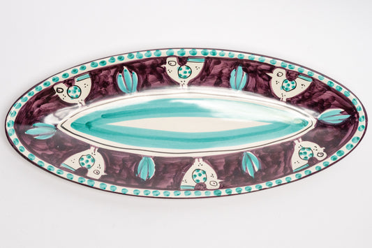 Italian Hand Painted Terracotta Chicken Platter