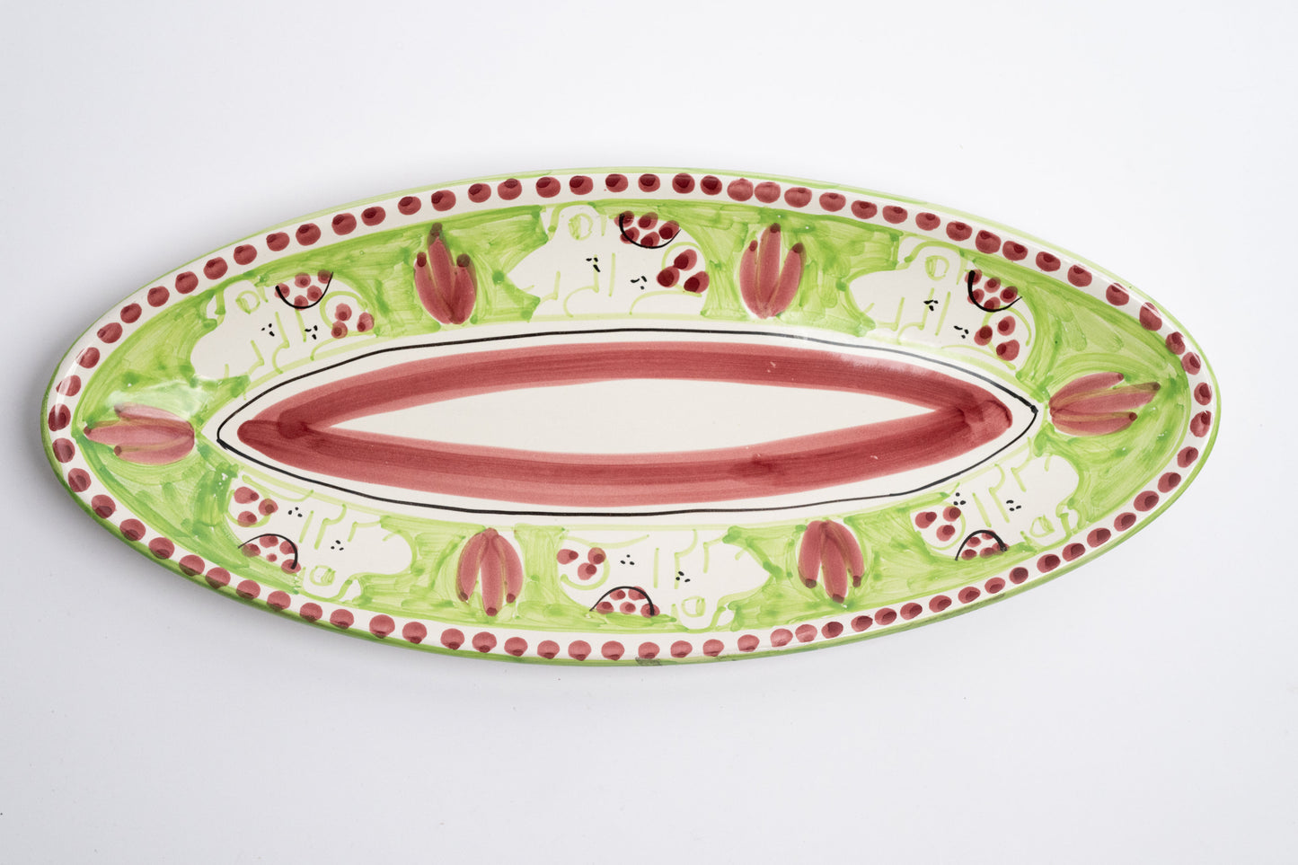 Italian Hand Painted Terracotta Dog Platter