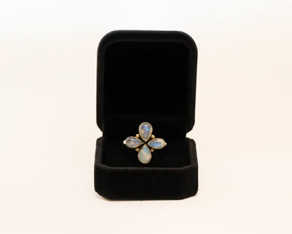 Sterling Silver Moonstone Celestial Bloom Ring