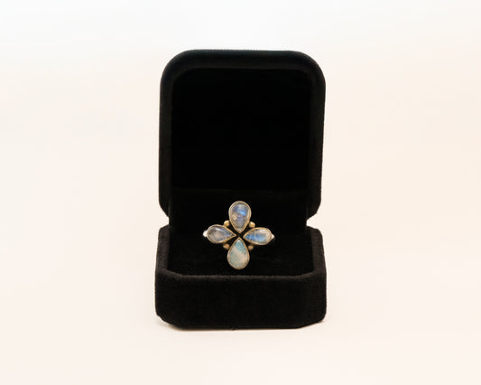 Sterling Silver Moonstone Celestial Bloom Ring