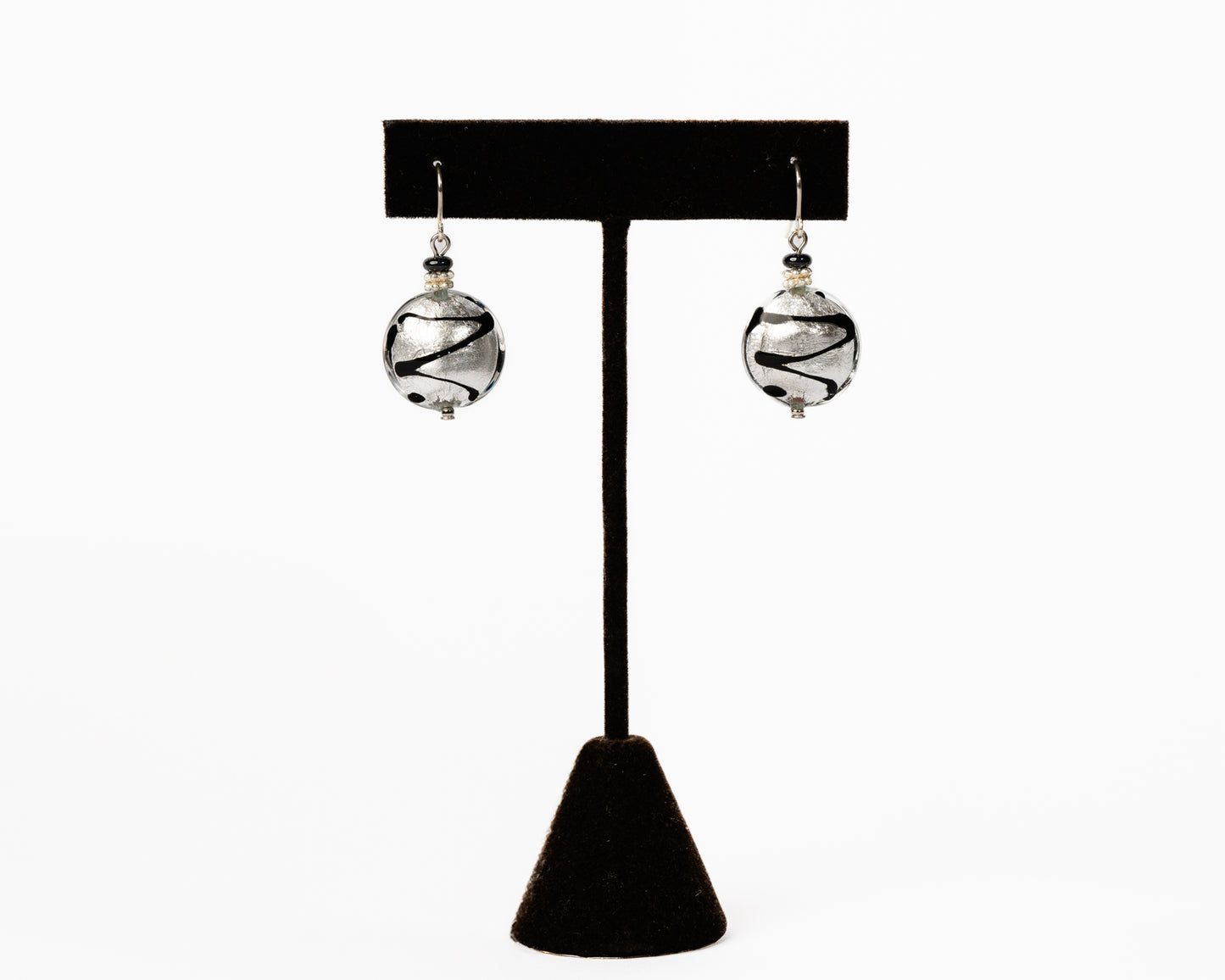 Murano Glass Moon Fine Silver Earrings