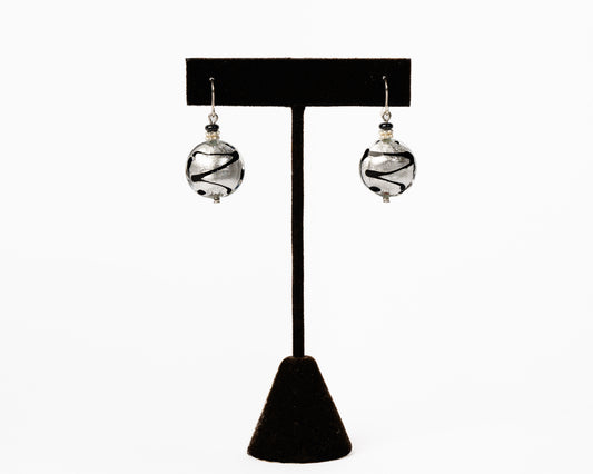 Murano Glass Moon Fine Silver Earrings