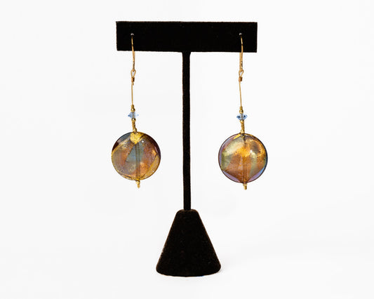 Venetian Glass Drop Earrings in 14K Gold