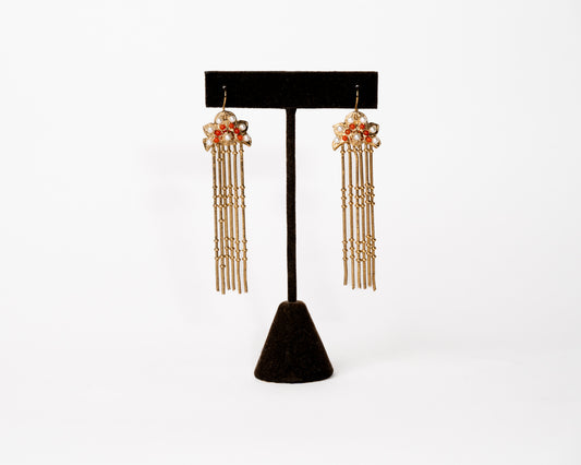 Italian Artisan Gold Lotus Flower Tassel Earrings
