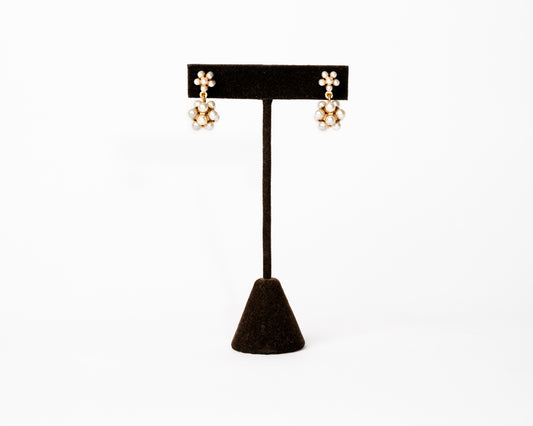 Italian Artisan Gold Pearl Star Burst Earrings