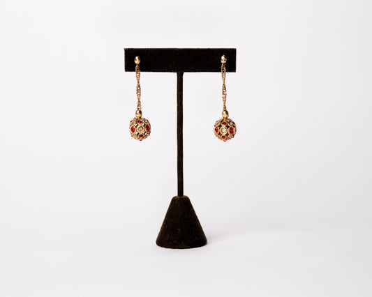 Italian Artisan Gold Florentine Ball Earrings