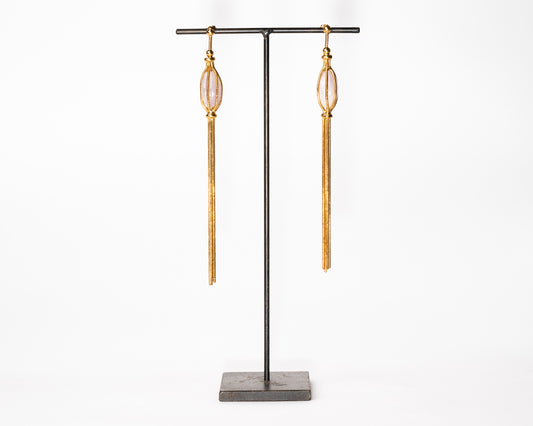 Italian Artisan Gold Rose Quartz Earrings