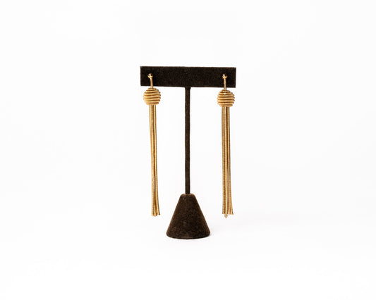 Spiral Tassel Drop Earrings in 14K Gold