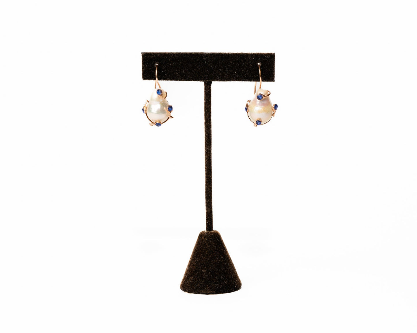 Pearl and Sapphire Cluster Earrings