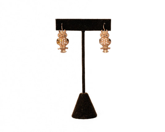 Pearl Encrusted Owl Drop Earrings