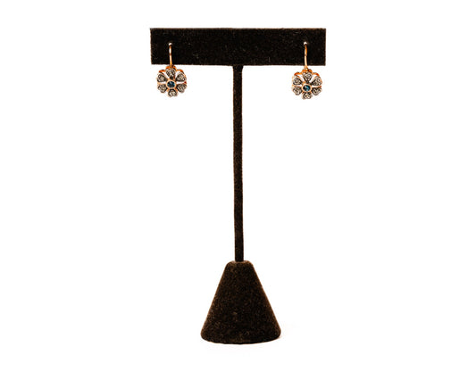 Diamond and Sapphire Flower Earrings in 18K Gold