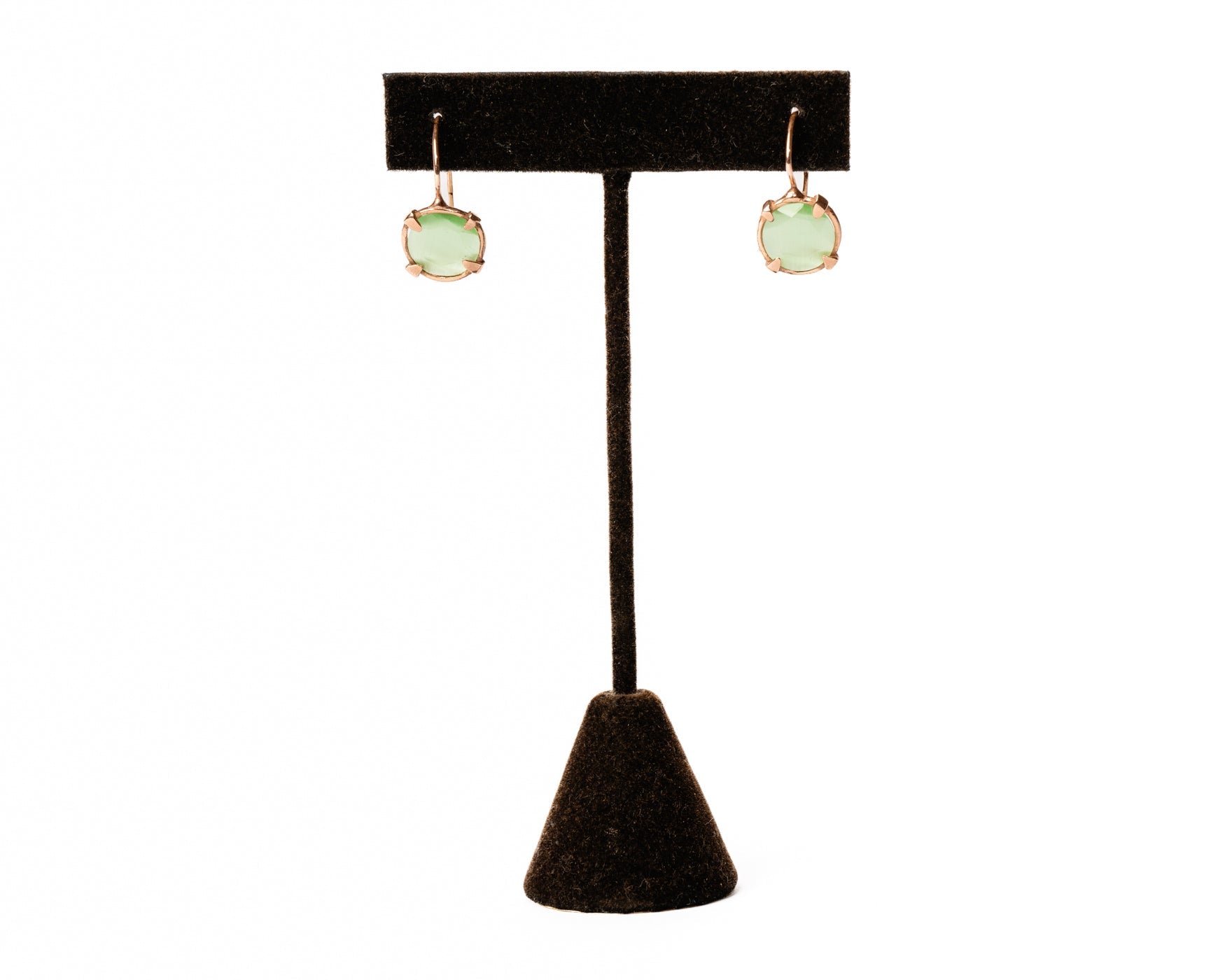 Chalcedony Cushion Stud Earrings in 18K Gold