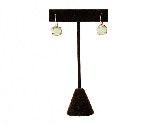 Chalcedony Cushion Stud Earrings in 18K Gold