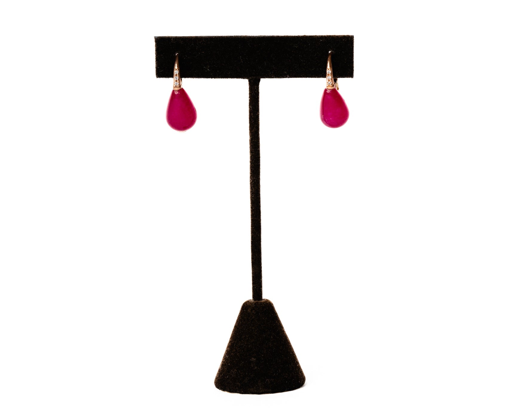 Fuchsia Crystal Drop Earrings in 18K Rose Gold