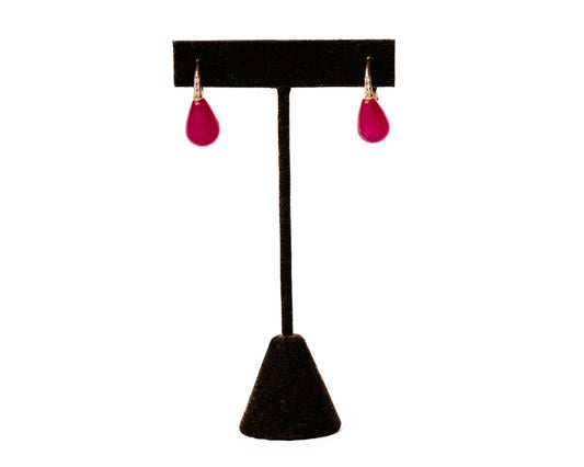 Fuchsia Crystal Drop Earrings in 18K Rose Gold