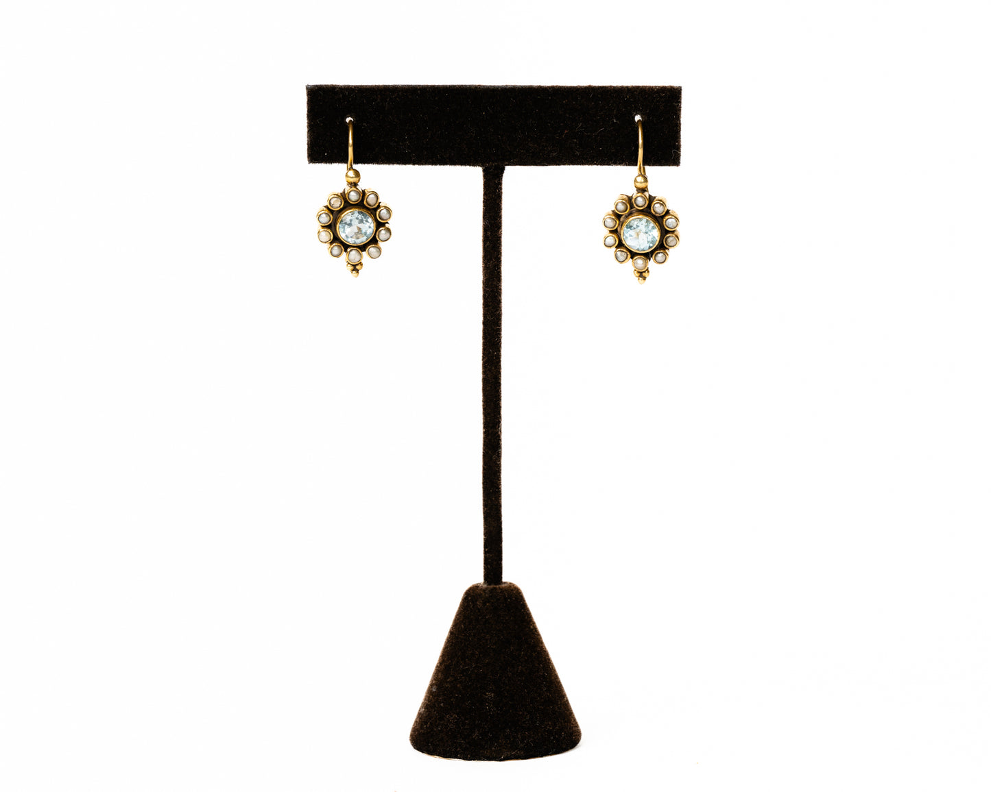 Italian Artisan Gold Aquamarine Sun Burst Earrings