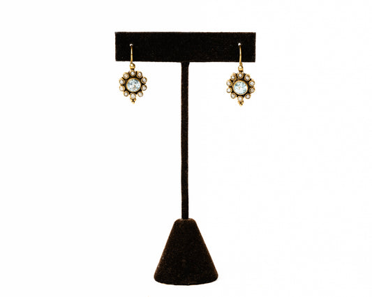 Italian Artisan Gold Aquamarine Sun Burst Earrings
