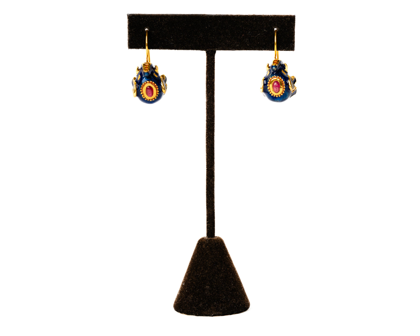 Italian Artisan Gold Enamel Elephant Earrings