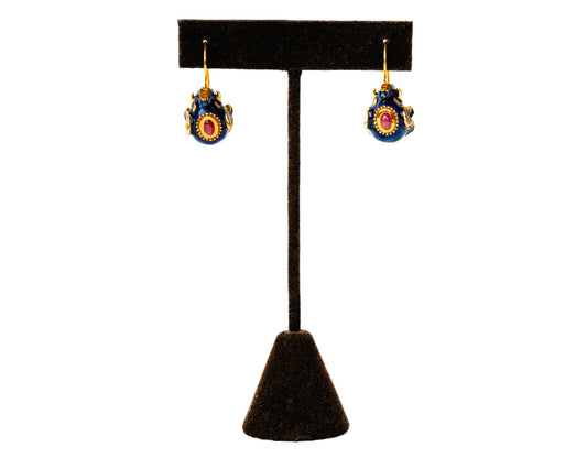 Italian Artisan Gold Enamel Elephant Earrings