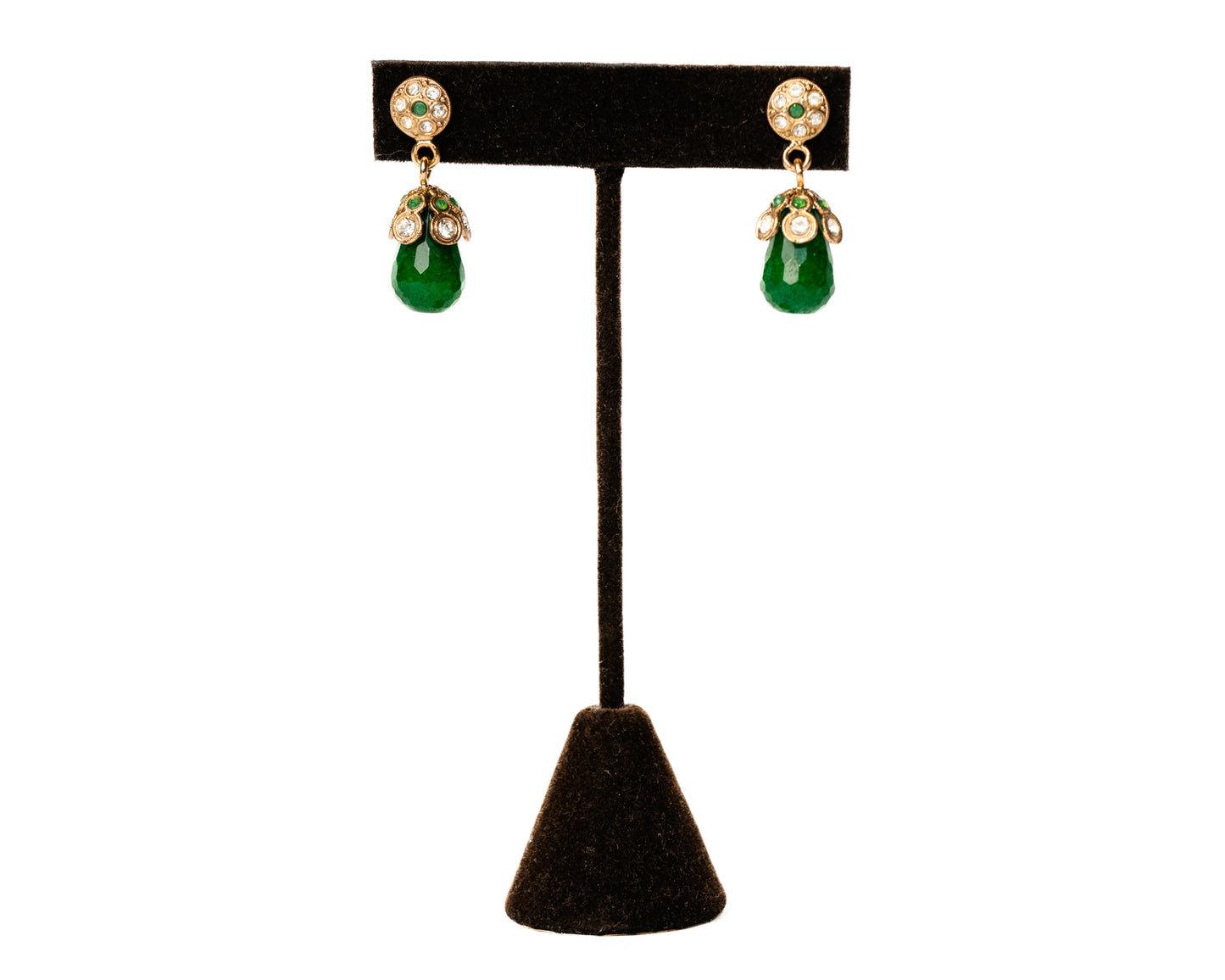 Italian Artist Gold Potion Green Earrings