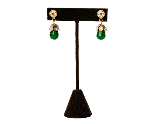 Italian Artist Gold Potion Green Earrings