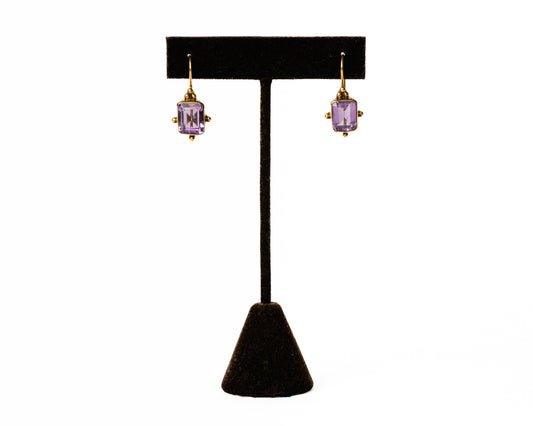 Italian Artisan Gold French Amethyst Earrings