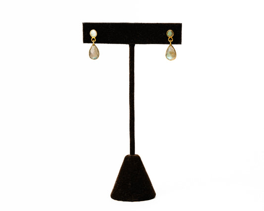 Italian Artisan Gold Labradorite Drop Earrings
