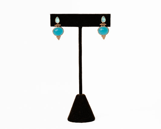 Italian Artisan Rose Gold Capri Blue Earrings