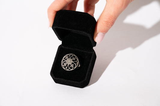 Sterling Silver Floral Crest Ring
