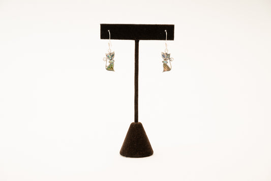 Sterling Silver Abalone Cat Earrings
